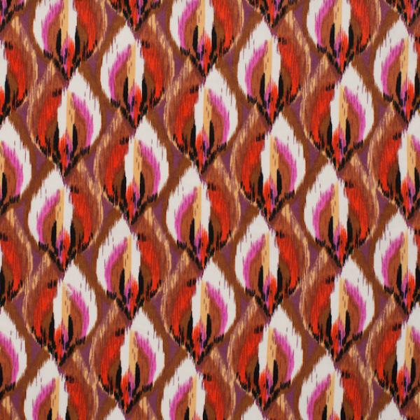 Baumwollsatin Druckstoff Ikat Caramel